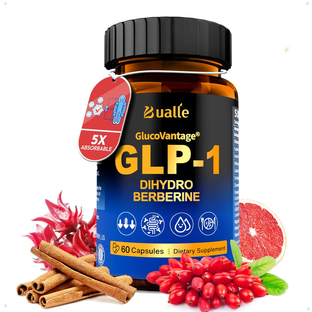 Bualle GlucoVantage DHB bottle for daily metabolism and gut balance.