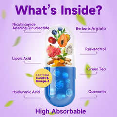 Bualle NAD bottle on desk for daily vitality routine.