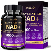 Bualle NAD supplement bottle front showing comprehensive cellular wellness formula.
