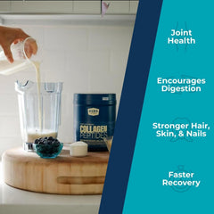 BUBS Naturals collagen peptides poured into coffee for a flavorless boost