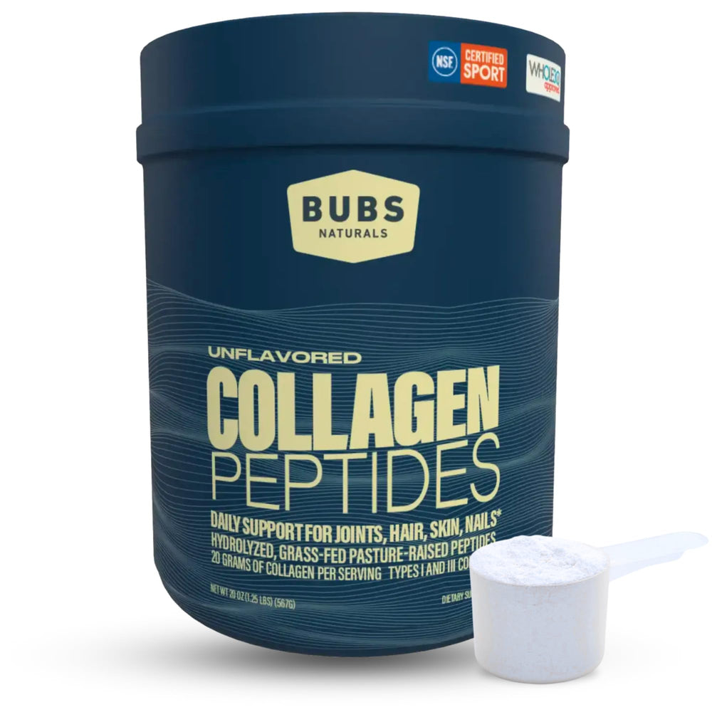 BUBS Naturals Collagen Peptides powder unflavored poured for easy mixing in beverages