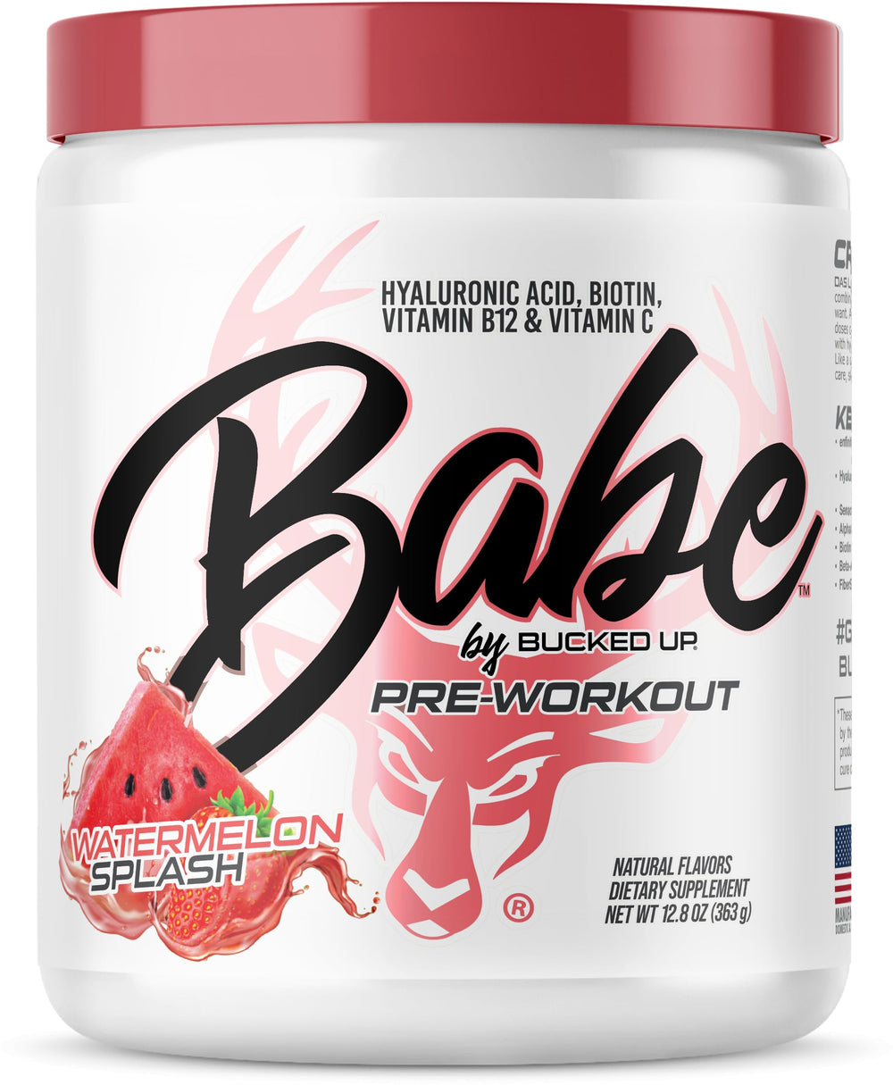 Bucked Up Babe Watermelon Splash powder jar for women with refreshing energy boost.