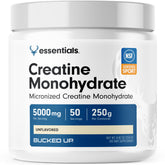 Bucked Up Pure Micronized Creatine bottle pour demonstrates easy mixing for workouts