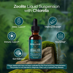 BUCKLEBURY Zeolite drops pour to simplify daily immune and digestive use.