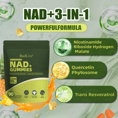 BudLive NAD+ Gummies pineapple flavor close up suggests tasty energy support.