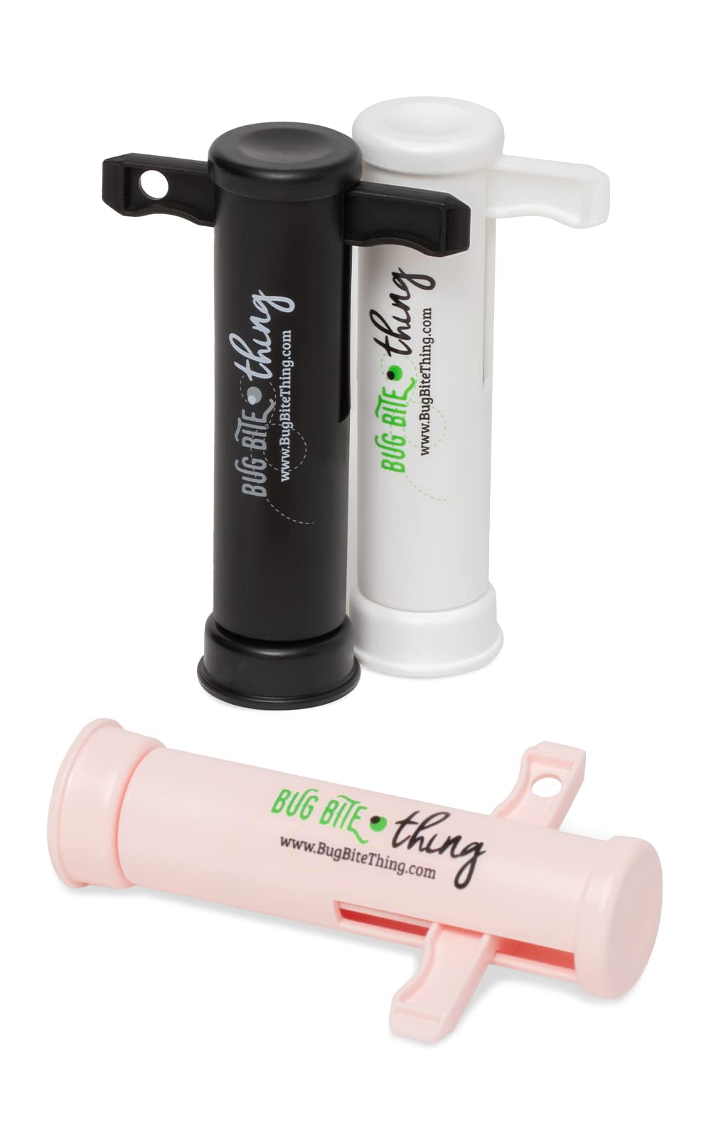 BUG BITE THING suction tool trio pack in white black pink for quick bite relief