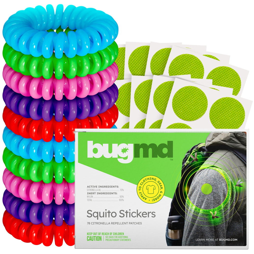 BugMD Squito Sticker on hat for skin-free protection outdoors