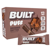 Built Bar Puff Brownie Batter packaging highlights on-the-go protein for busy days.