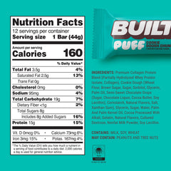 Built Bar Puff Cookie Dough Chunk front view shows smooth, chewy texture.