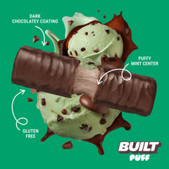 Smooth bite texture of Built Bar Puff Mint Chip shown in close-up.