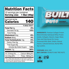 Built Bar Puffs Coconut packaging for convenient, portable nutrition.
