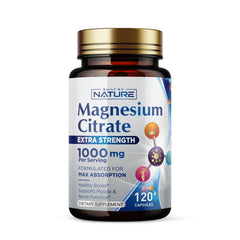 Built By Nature Magnesium Citrate 1000mg bottle for daily heart and muscle support