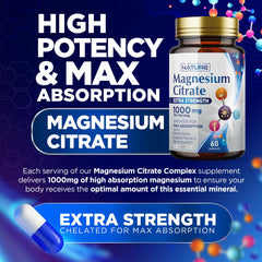 Close-up of high-potency magnesium citrate capsules designed for efficient absorption.