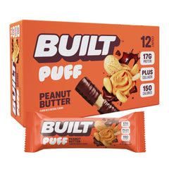 Built Bar Puffs Peanut Butter Bar in hand for on-the-go energy