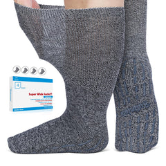 Bulinlulu diabetic wide socks navy, four-pair pack for swollen feet comfort.