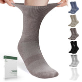 Bulinlulu non-binding diabetic socks with a crew height offer comfortable ankle freedom.