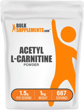 BulkSupplements Acetyl L-Carnitine powder bottle supports daily wellness.