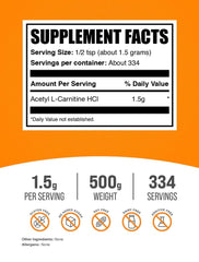 BulkSupplements Acetyl L-Carnitine powder measuring scoop for precise servings