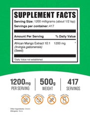 BulkSupplements African Mango Extract packaging highlighting gluten-free formulation.
