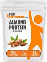 BulkSupplements Almond Protein Powder pouch with scoop for easy daily use.
