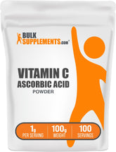 BulkSupplements ascorbic acid powder jar: high-purity vitamin C for daily immune support