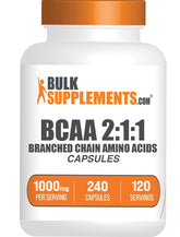BulkSupplements BCAA 2:1:1 capsules bottle for easy on-the-go fueling