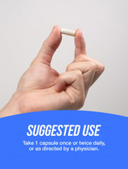 Biotin 10000mcg capsules on a clean countertop showing gluten-free packaging.