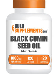 BulkSupplements Black Cumin Seed Oil softgels bottle for daily wellness.