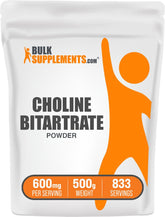 BulkSupplements Choline Bitartrate powder bottle ready for daily wellness in drinks