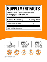 BulkSupplements Chondroitin Sulfate Powder label closeup for trust and testing