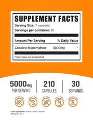BulkSupplements Creatine Monohydrate capsules close-up, micronized pills for efficient uptake