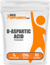 BulkSupplements D-Aspartic Acid powder bottle; unflavored and easy to mix daily.