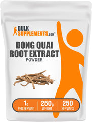 BulkSupplements Dong Quai Root Extract powder packaging showing a resealable bag for freshness.