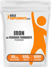 BulkSupplements Ferrous Fumarate powder bottle for daily iron support.