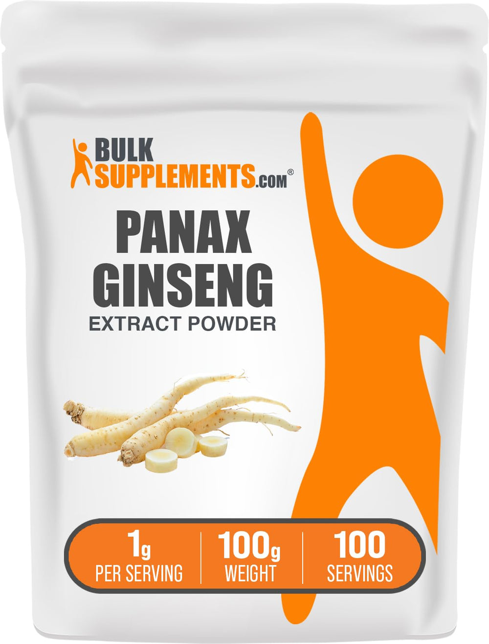 BulkSupplements Ginseng Root Extract powder bottle close-up for energy support