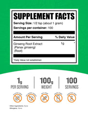 BulkSupplements Ginseng Root Extract powder with scoop illustrating easy daily use