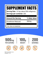 BulkSupplements Glutathione Reduced Powder with scoop for easy daily dosing