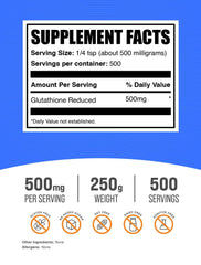 BulkSupplements Glutathione Reduced Powder scoop with measurement for precise dosing.