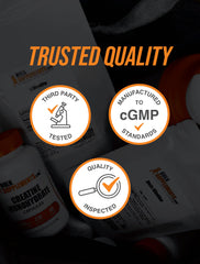 Ingredients label highlights gluten-free status and cGMP manufacturing