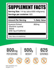 BulkSupplements Guarana Extract Powder bottle highlighting gluten-free formula for daily use