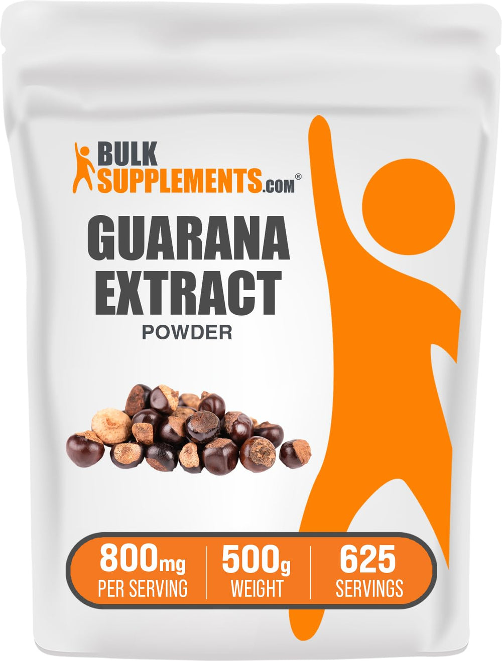 BulkSupplements Guarana Extract Powder scoop showing serving size for energy support