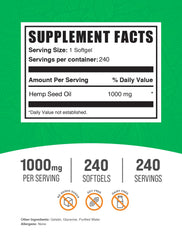 BulkSupplements Hemp Seed Oil Softgels closeup highlights easy-to-swallow form for everyday use