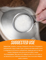 Macro close-up of Hyaluronic Acid Powder texture, highlighting purity and smooth blending.