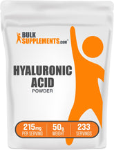 BulkSupplements Hyaluronic Acid Powder container with label, signaling food-grade quality for daily use.