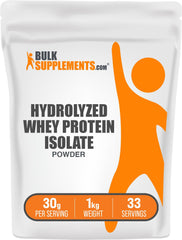 BulkSupplements Hydrolyzed Whey Isolate powder front view for easy serving