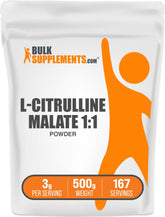BulkSupplements L-Citrulline Malate 1:1 powder in a jar for shakes and workouts.