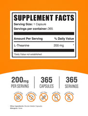 BulkSupplements L-Theanine capsules being poured for easy daily dosing