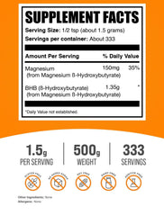 BulkSupplements Magnesium BHB powder with scoop, easy to portion.