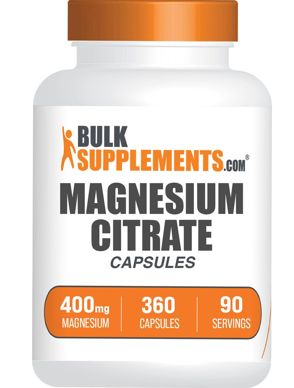 BulkSupplements magnesium citrate capsules in a 360-count bottle for daily mineral support.