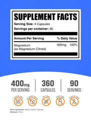 Close-up of BulkSupplements magnesium citrate capsules for easy daily intake.